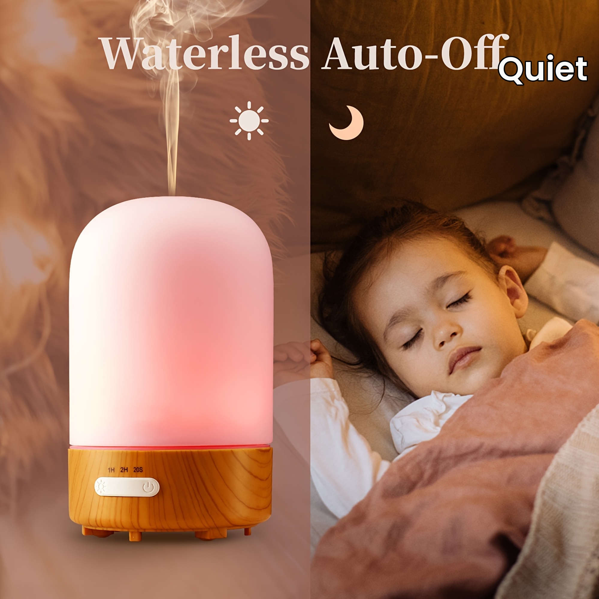 100ml Glass Essential Oil Diffuser with 7-Color LED Night Light
