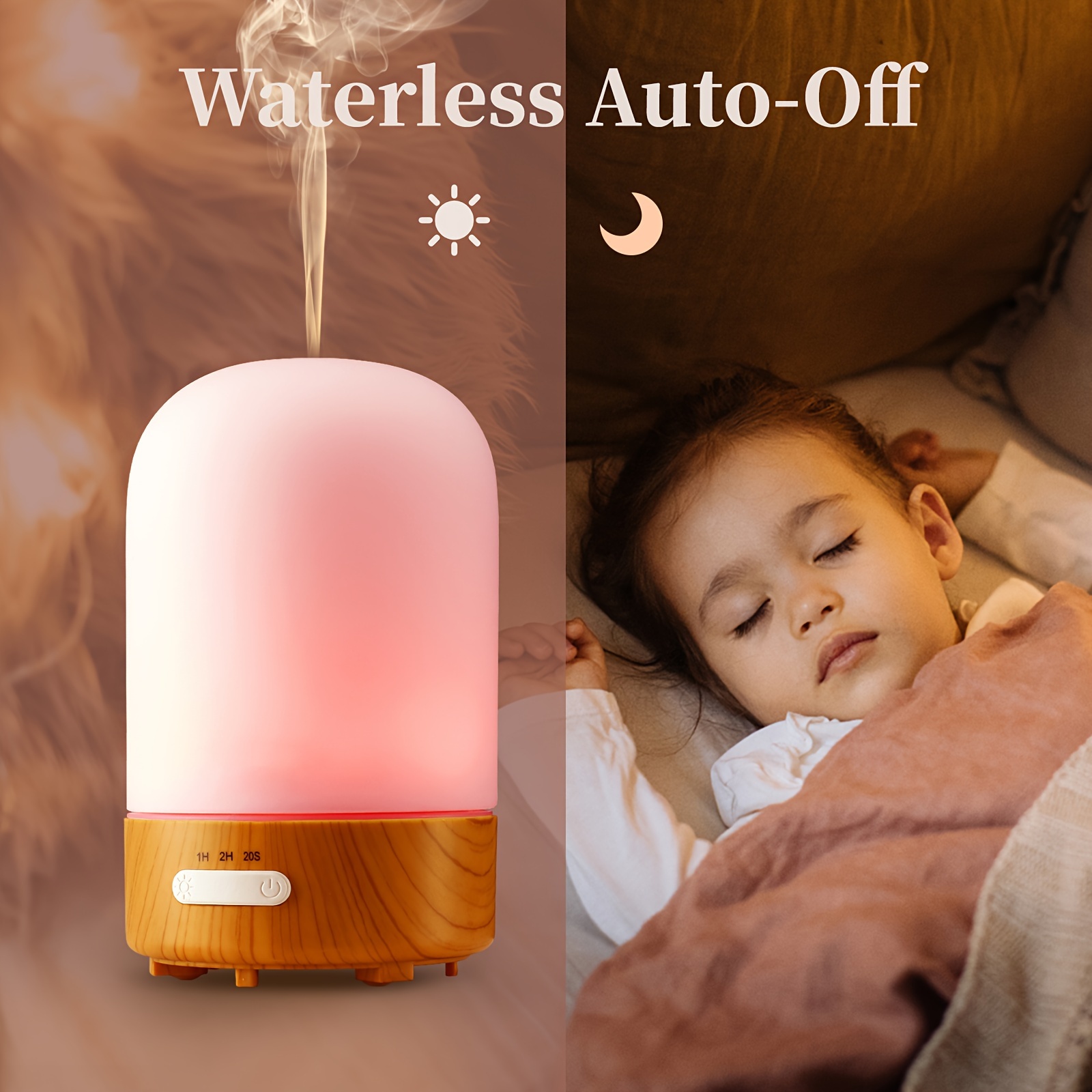 100ml Glass Essential Oil Diffuser with 7-Color LED Night Light