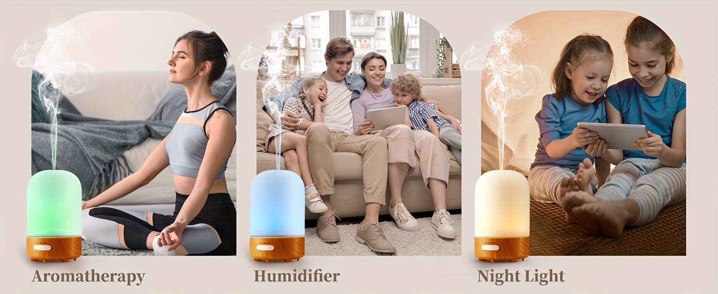 100ml Glass Essential Oil Diffuser with 7-Color LED Night Light
