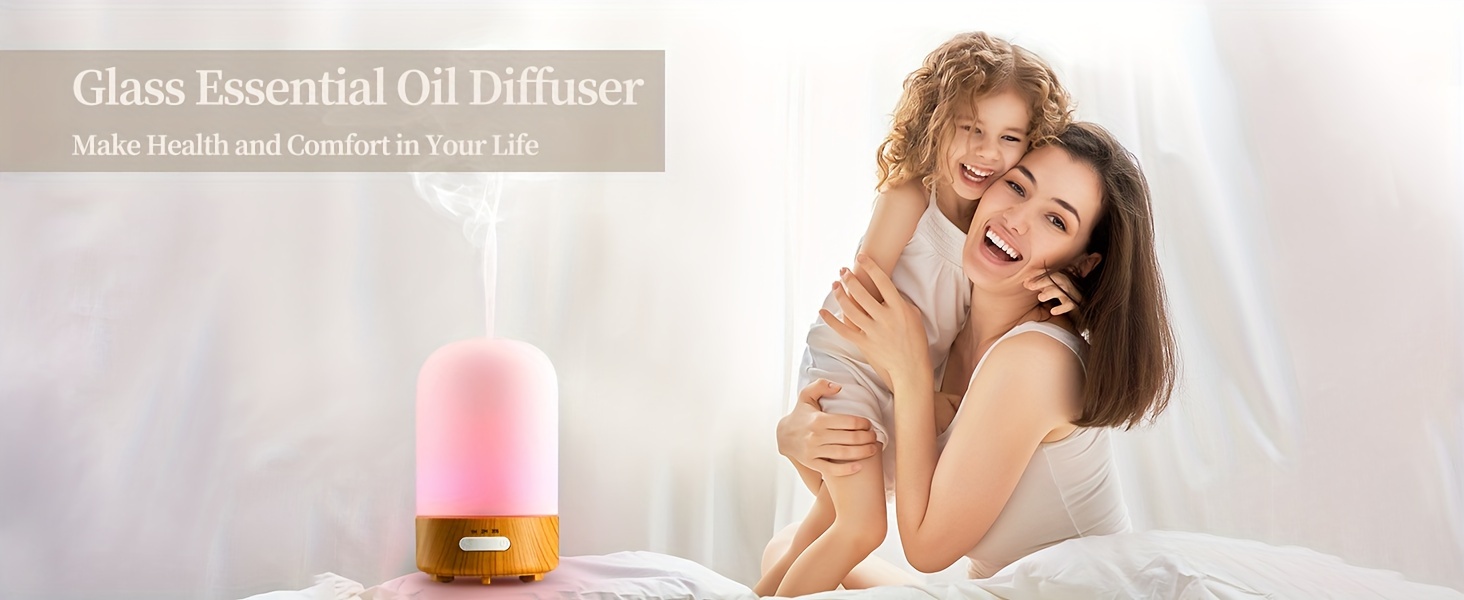 100ml glass essential oil diffuser, 1 unit with night light, timer, auto-shutoff, silent mini ultrasonic aromatherapy diffuser for home humidifier detail image 3