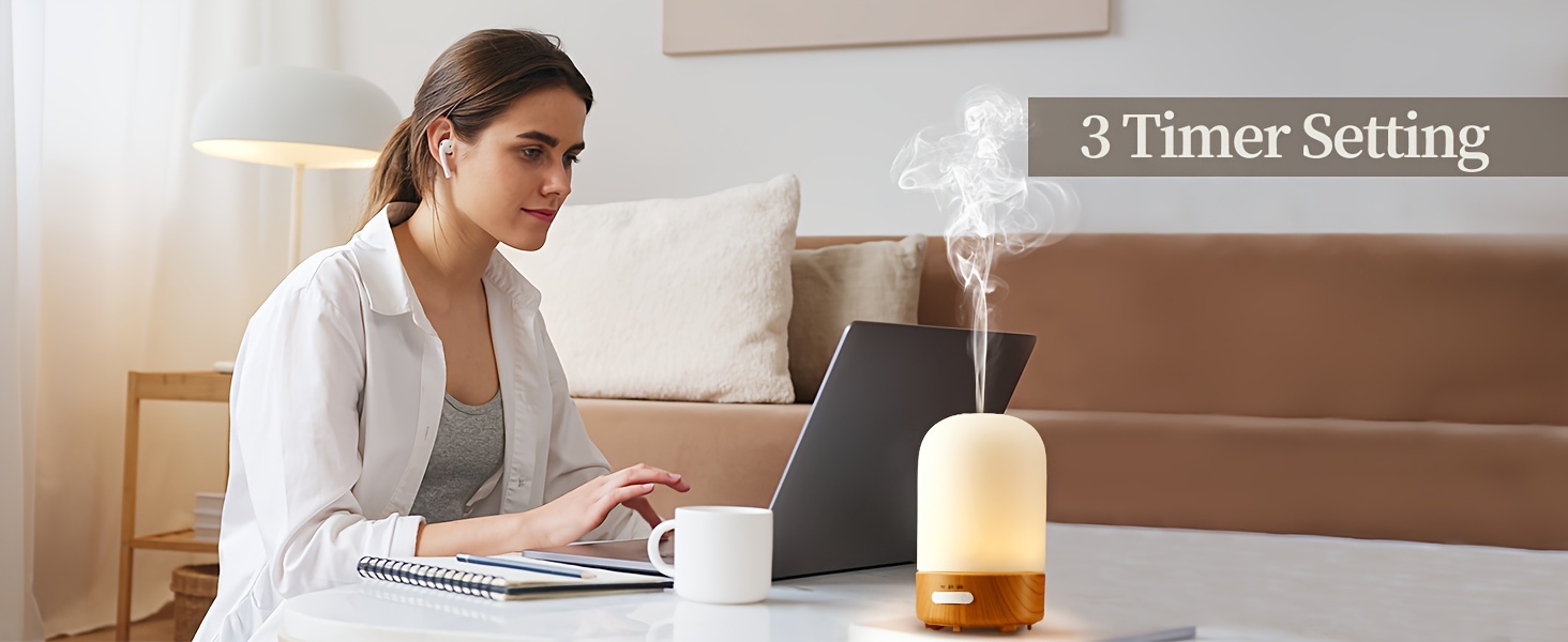 100ml Glass Essential Oil Diffuser with 7-Color LED Night Light