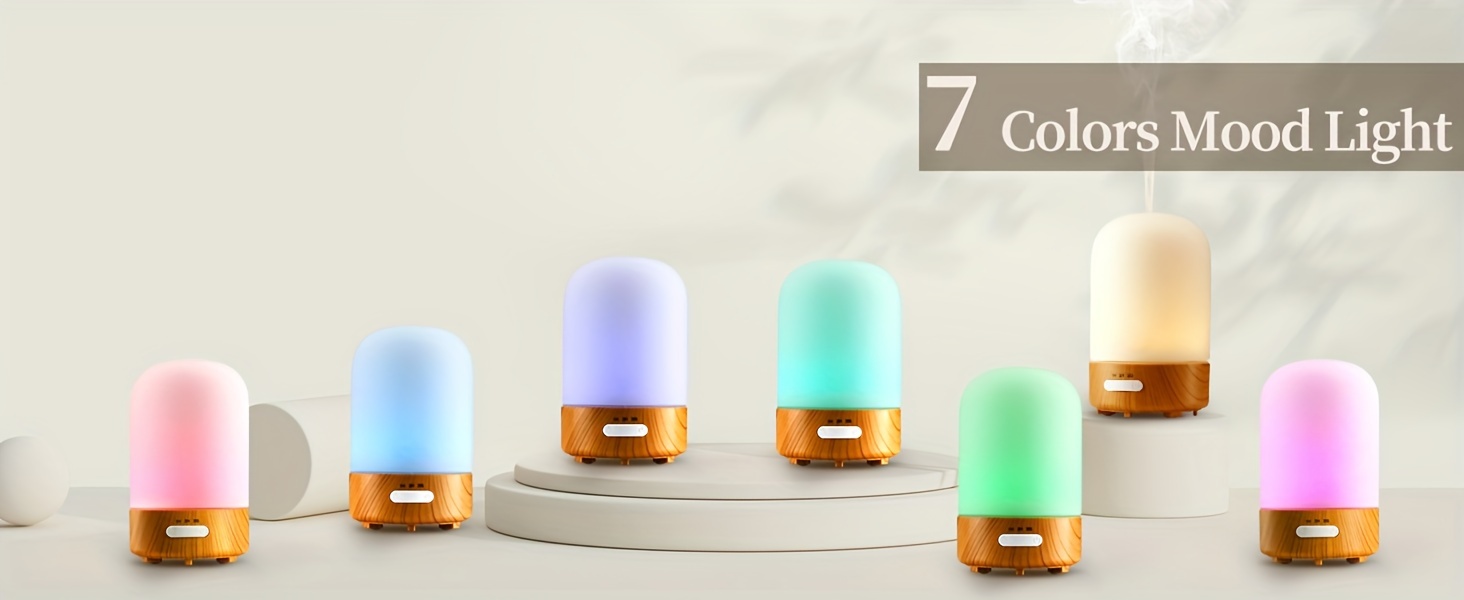 100ml Glass Essential Oil Diffuser with 7-Color LED Night Light
