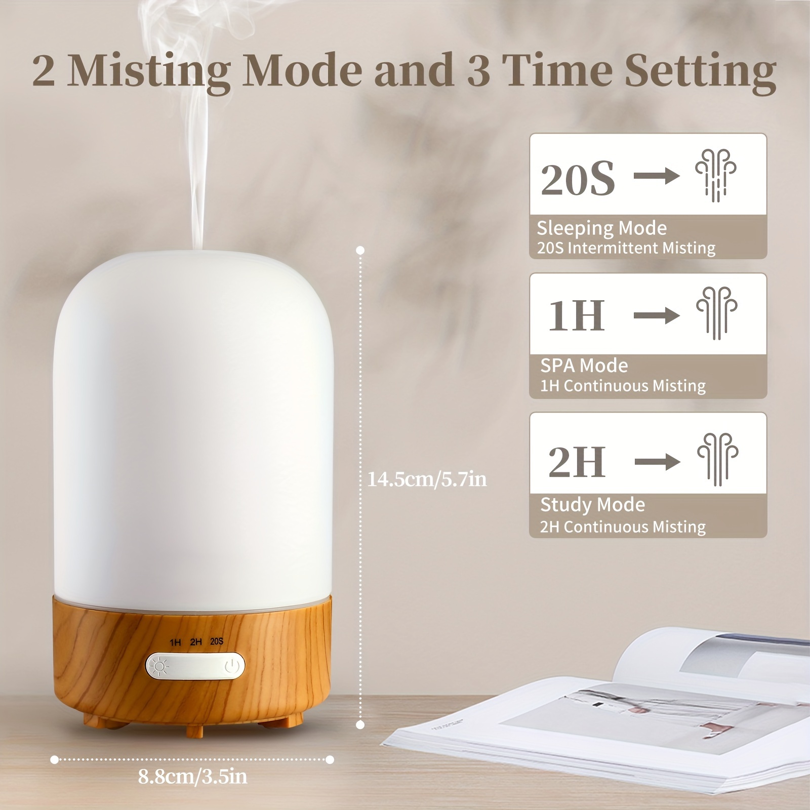 100ml Glass Essential Oil Diffuser with 7-Color LED Night Light