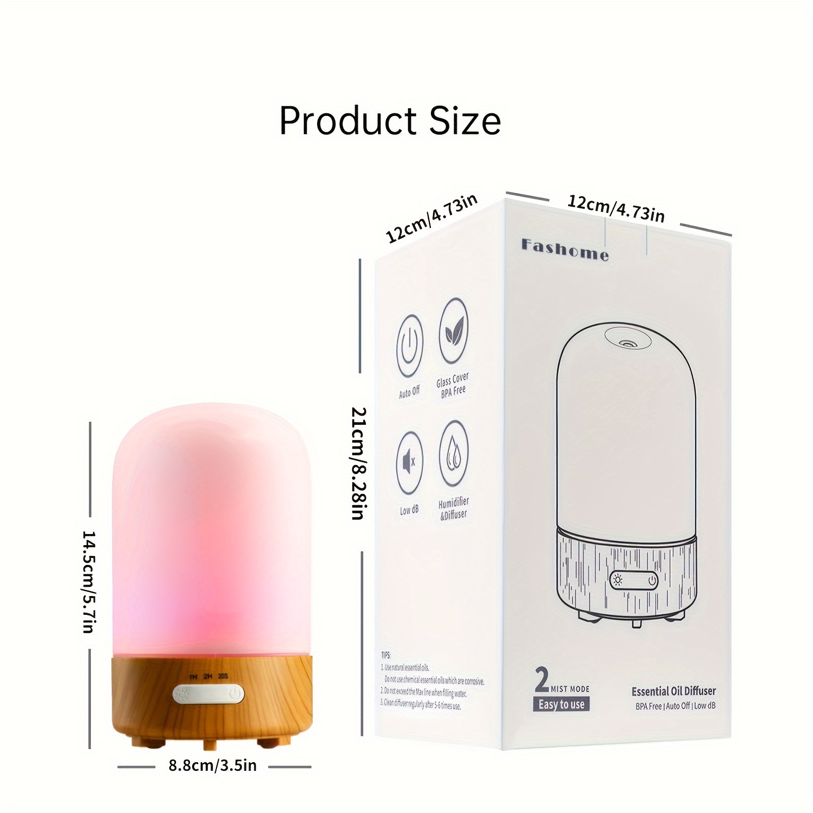 100ml Glass Essential Oil Diffuser with 7-Color LED Night Light