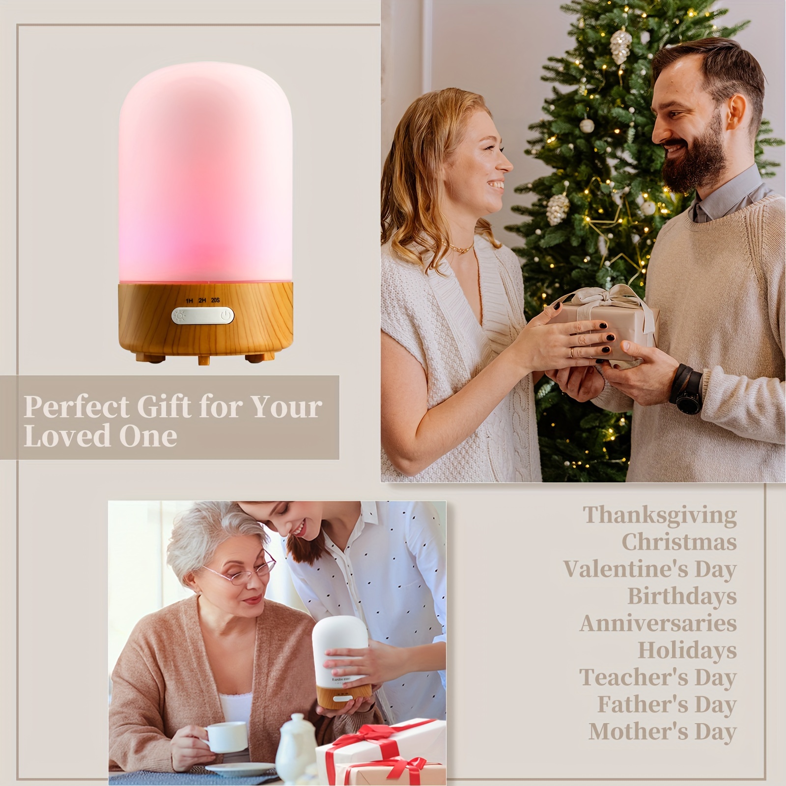 100ml Glass Essential Oil Diffuser with 7-Color LED Night Light