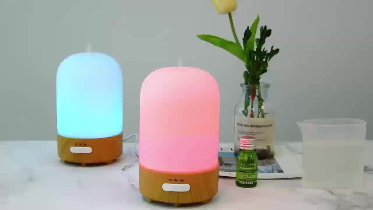 100ml Glass Essential Oil Diffuser with 7-Color LED Night Light