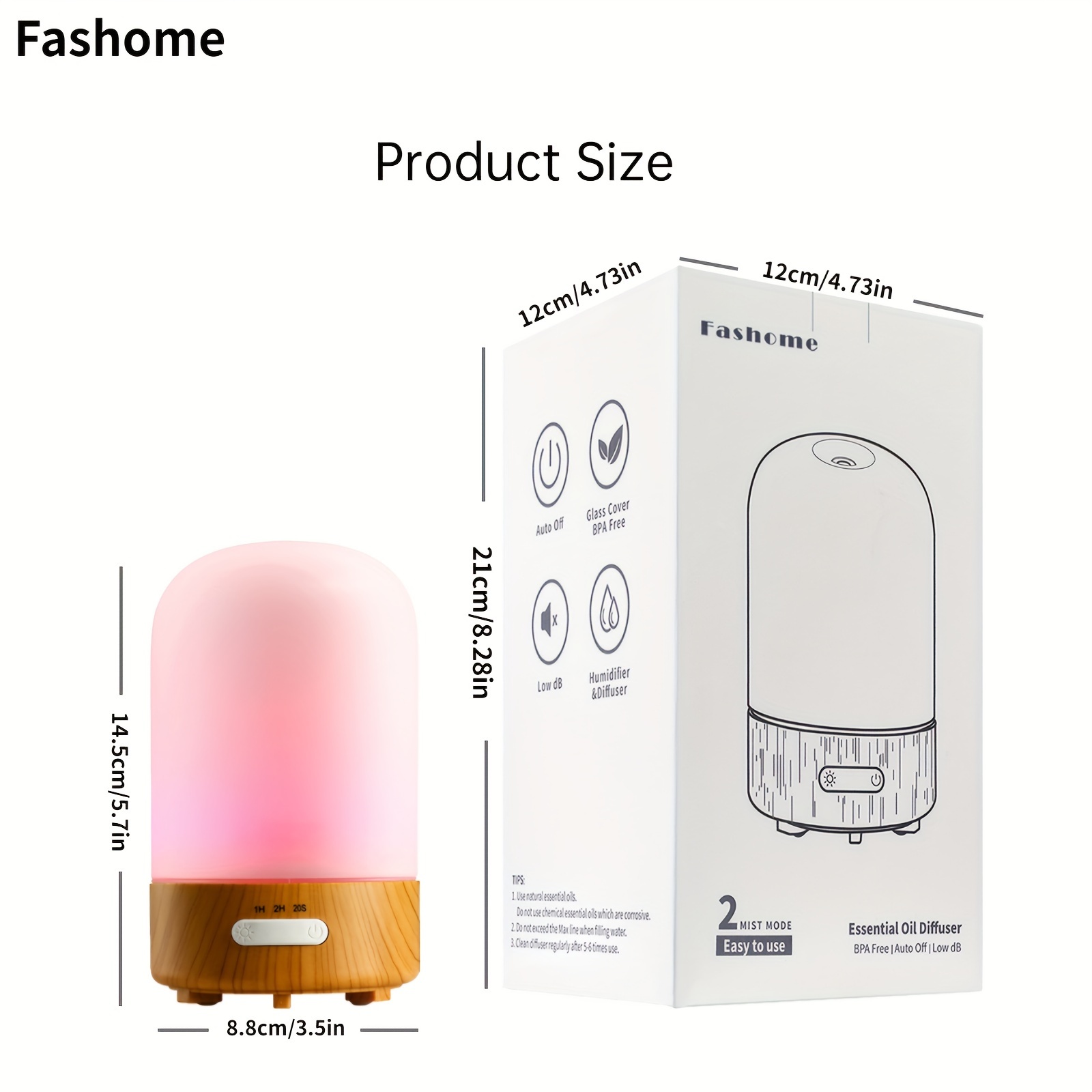 100ml Glass Essential Oil Diffuser with 7-Color LED Night Light