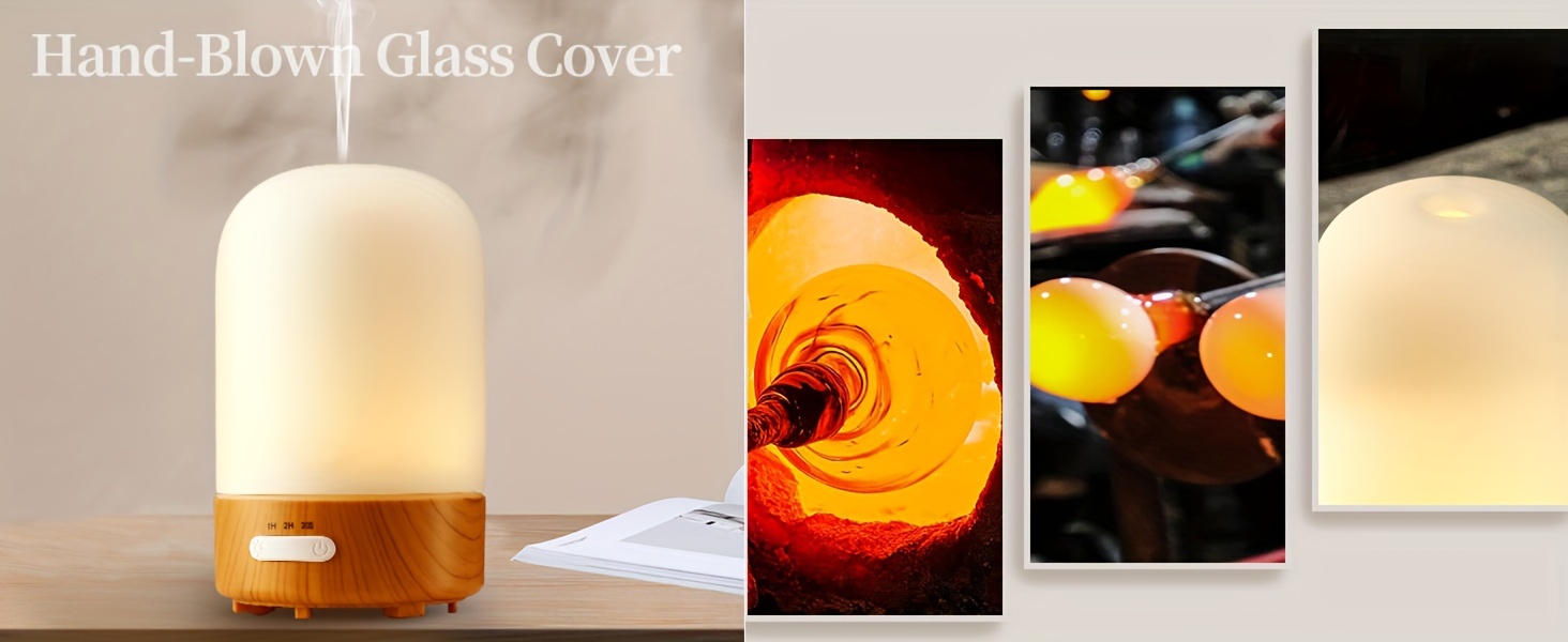 100ml Glass Essential Oil Diffuser with 7-Color LED Night Light