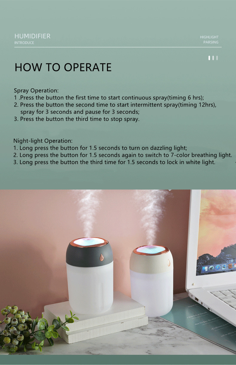 Portable USB Cool Mist Humidifier — Quiet & Compact Design