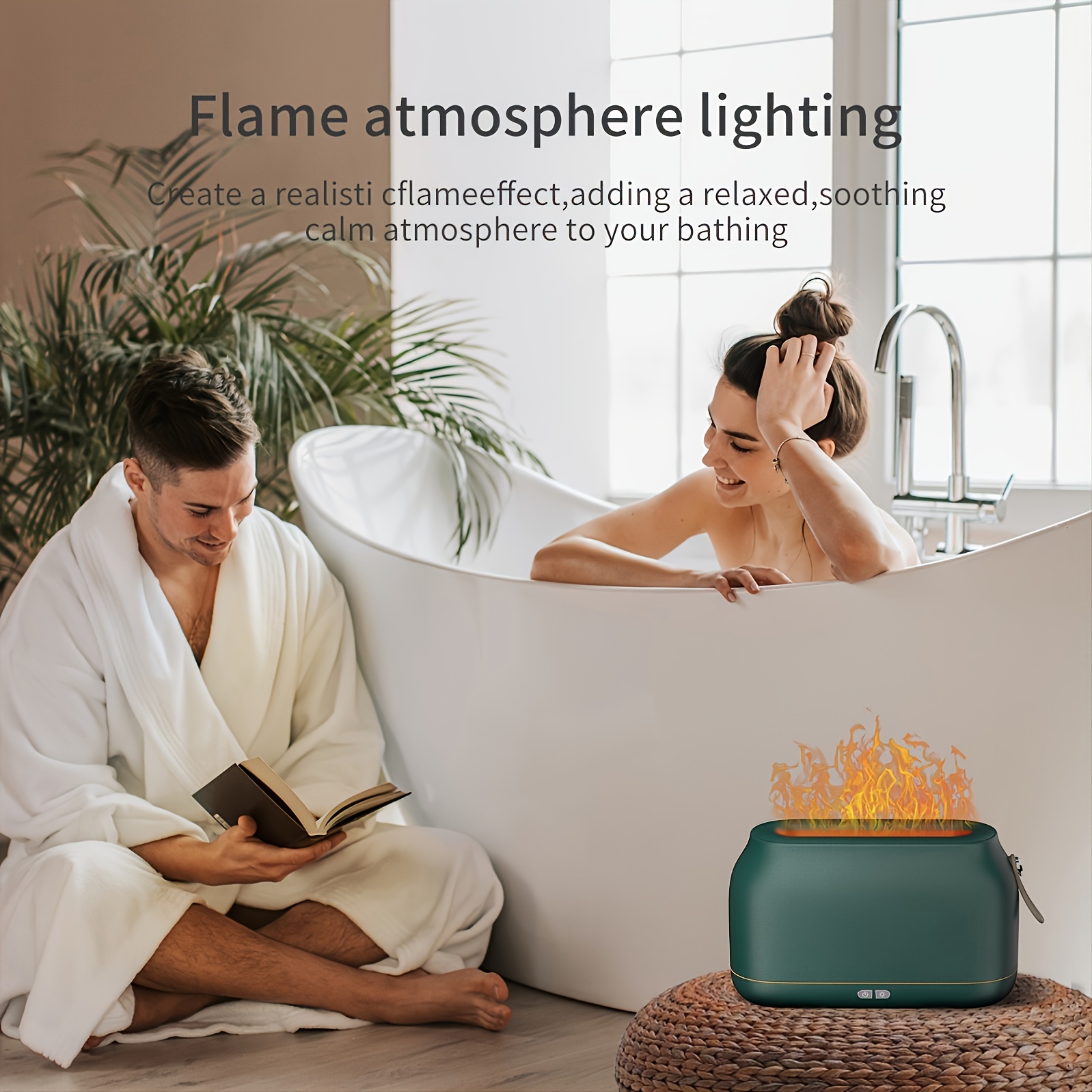 180mL Flame Effect Ultrasonic Humidifier + 7-Color LED Night Light