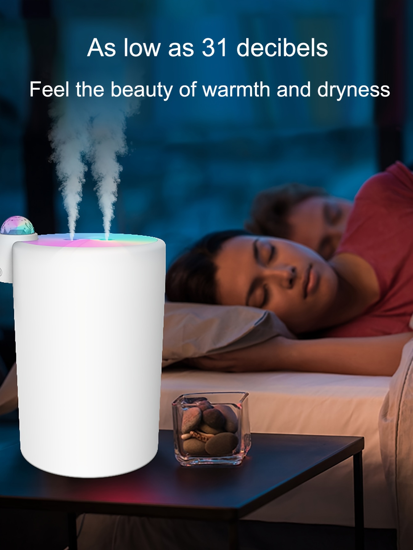 Marquee 2000ml Dual-Mist USB Humidifier with Night Light