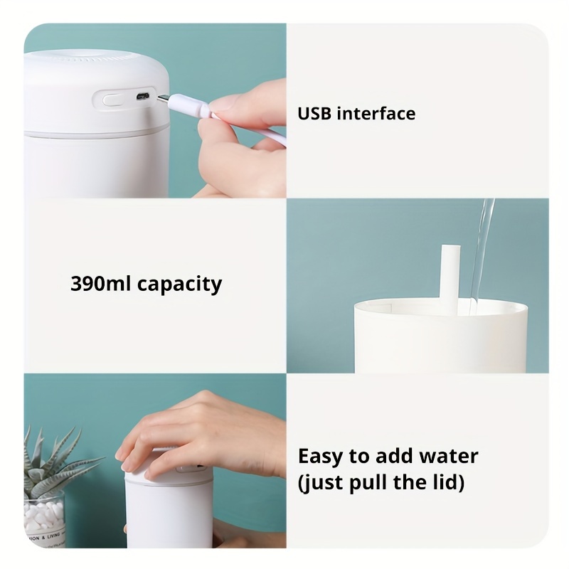 USB Portable Humidifier — 1L Ultrasonic, for Desks, Cars, Travel