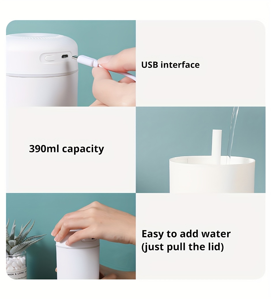 USB Portable Humidifier — 1L Ultrasonic, for Desks, Cars, Travel