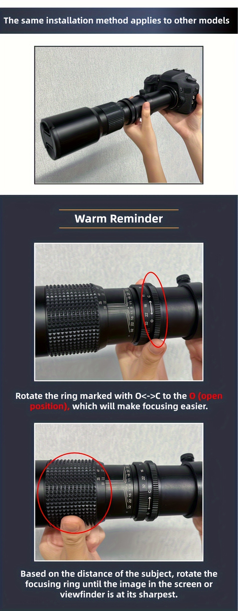 500mm f/8–32 Manual Telephoto Lens + Canon EF T-Mount Adapter