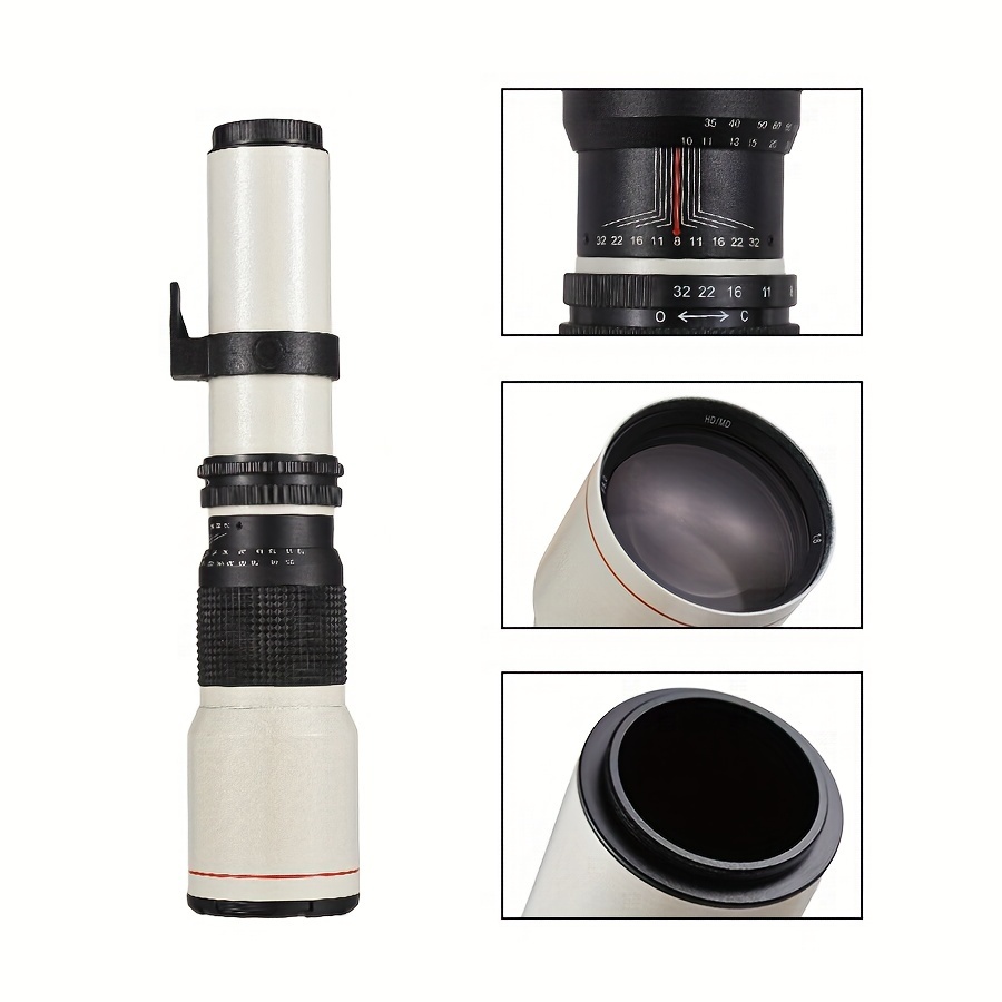 500mm f/8–32 Manual Telephoto Lens + Canon EF T-Mount Adapter