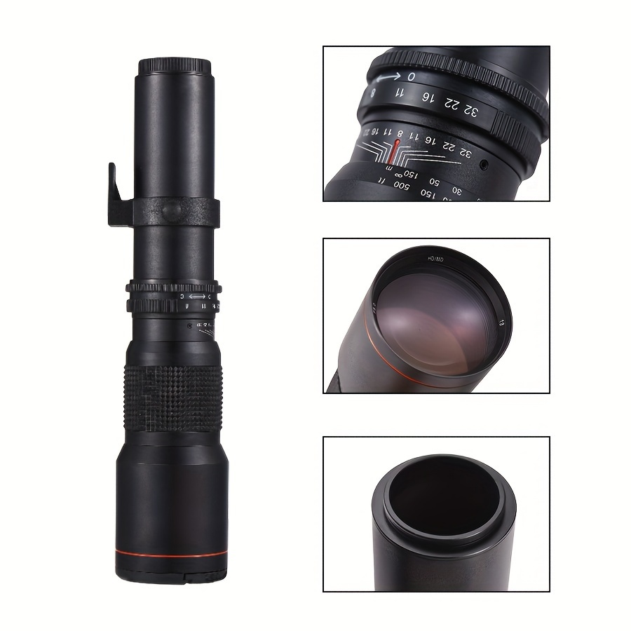 500mm f/8–32 Manual Telephoto Lens + Canon EF T-Mount Adapter