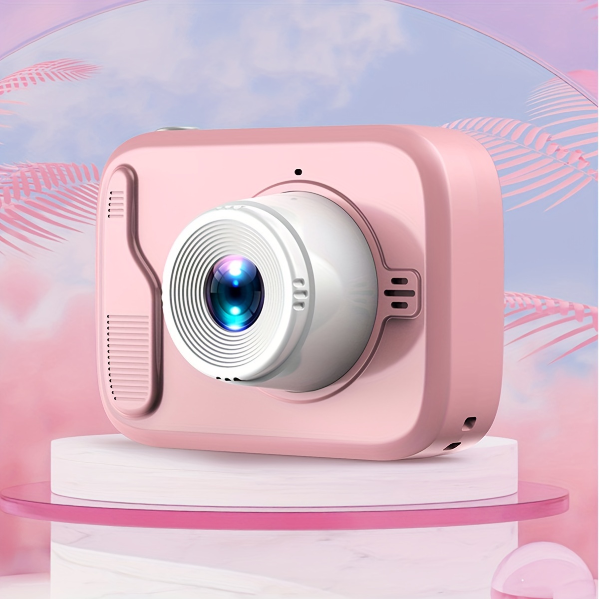 2-Inch Dual-Camera Selfie Toy Camera – Pink, 2MP + Flash