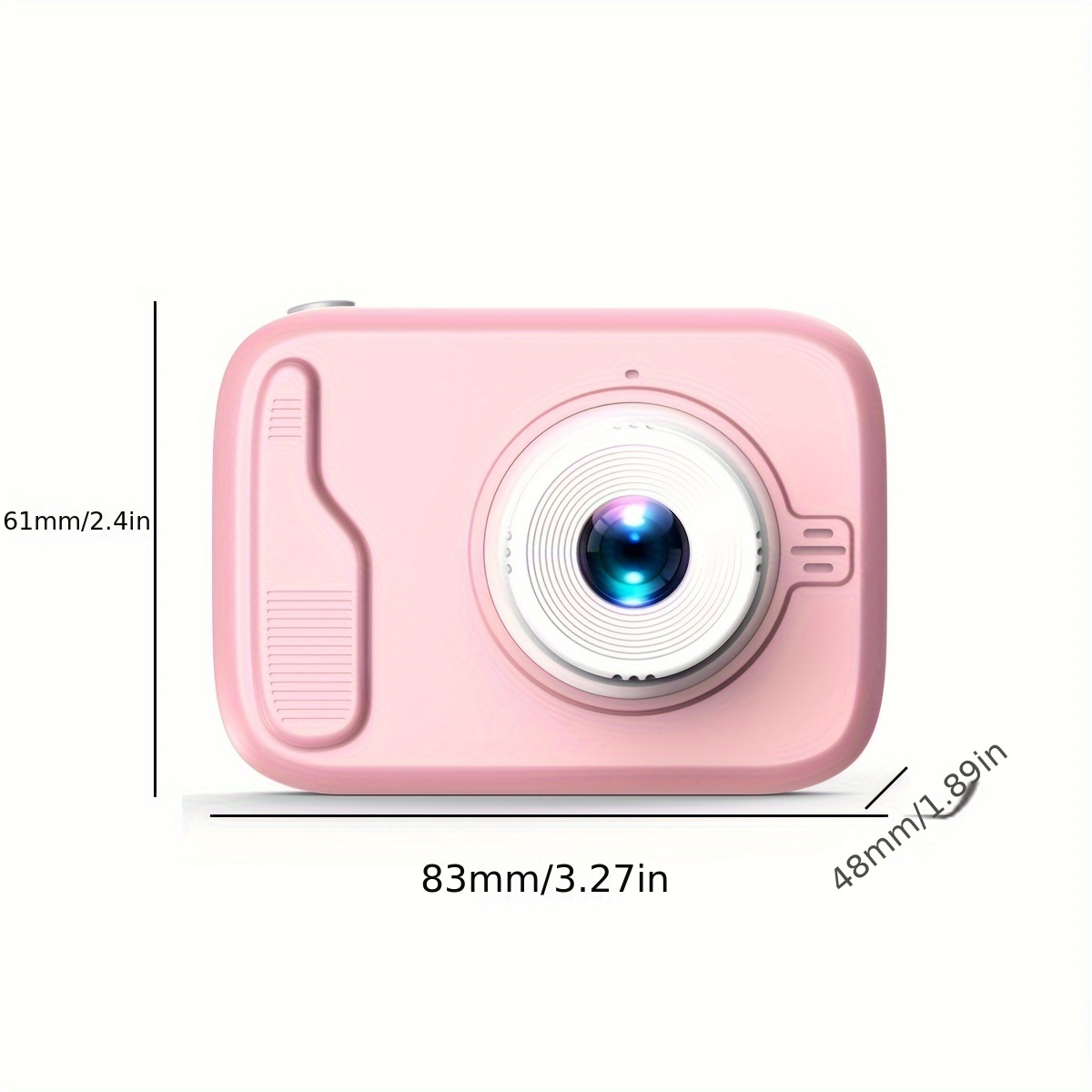 2-Inch Dual-Camera Selfie Toy Camera – Pink, 2MP + Flash