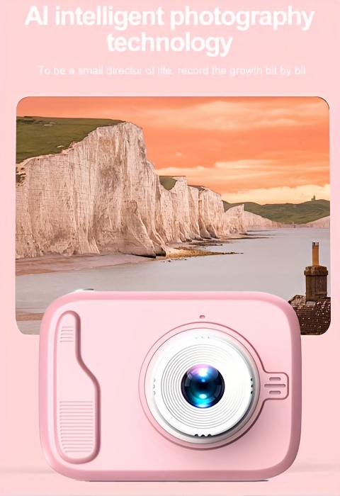 2-Inch Dual-Camera Selfie Toy Camera – Pink, 2MP + Flash