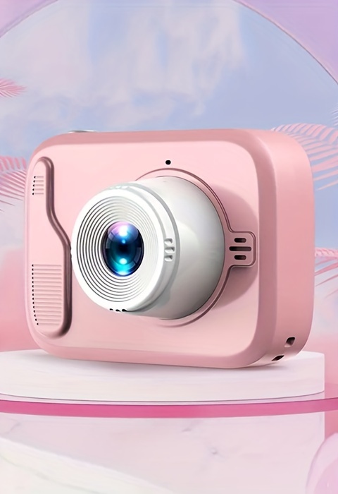 2-Inch Dual-Camera Selfie Toy Camera – Pink, 2MP + Flash