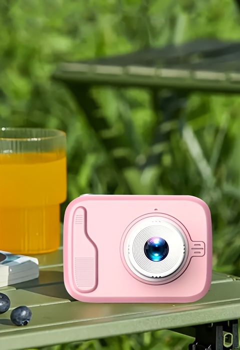 2-Inch Dual-Camera Selfie Toy Camera – Pink, 2MP + Flash