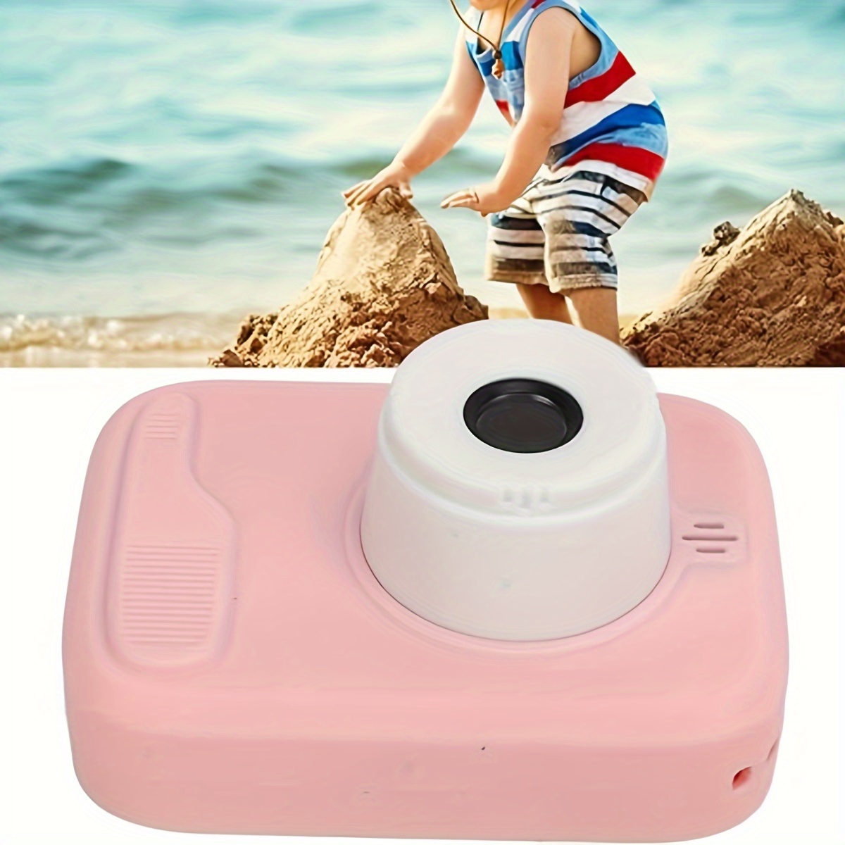2-Inch Dual-Camera Selfie Toy Camera – Pink, 2MP + Flash