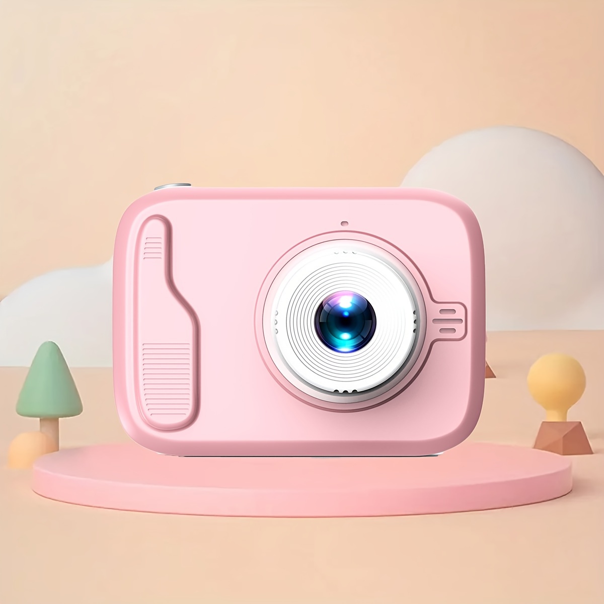 2-Inch Dual-Camera Selfie Toy Camera – Pink, 2MP + Flash