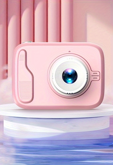 2-Inch Dual-Camera Selfie Toy Camera – Pink, 2MP + Flash