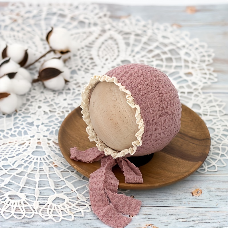 Silk-Lined Waffle-Knit Newborn Photography Hat