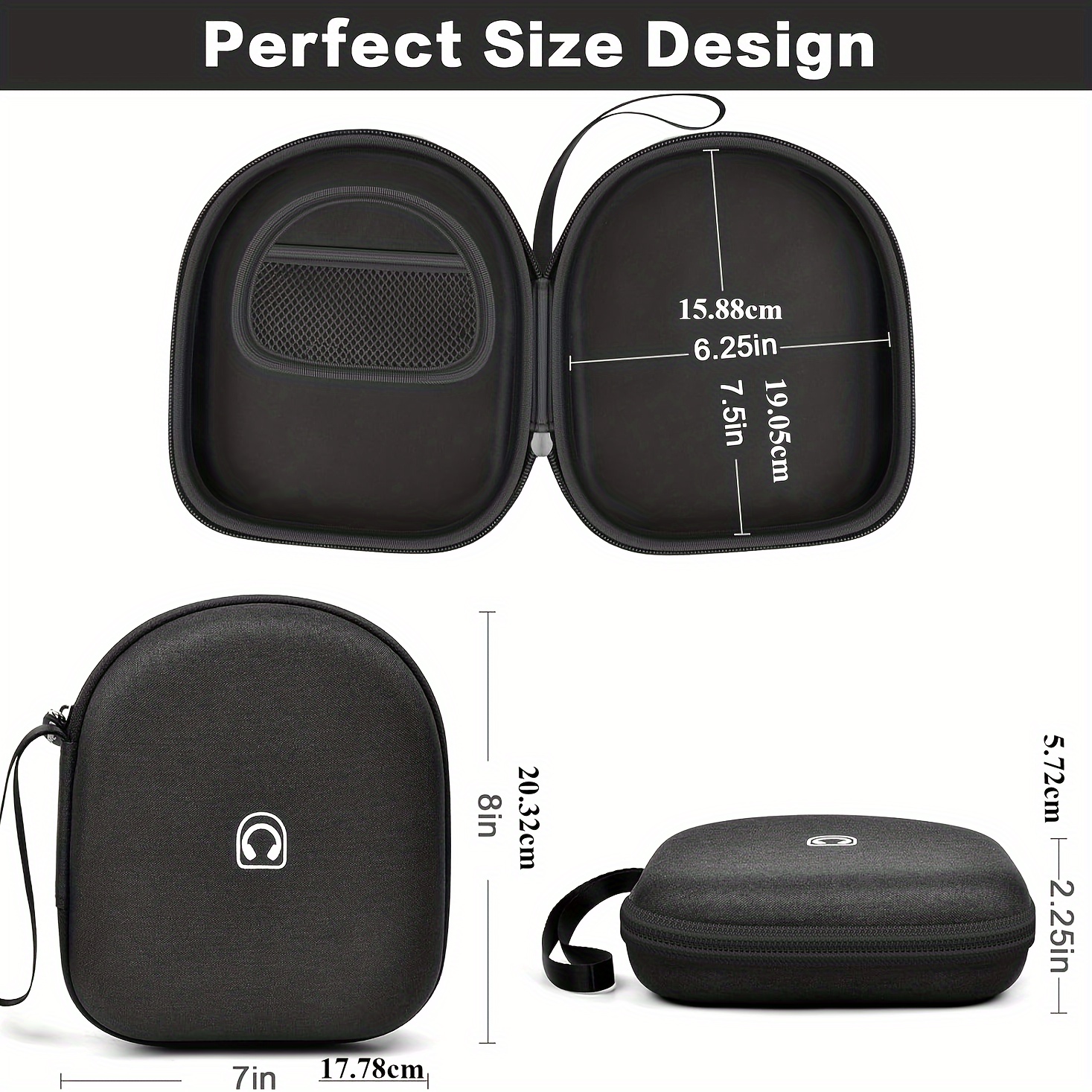 Sony WH-CH520 Headphone Protective Case — EVA Shockproof & Water-Resistant Carry Pouch (Black / Beige)
