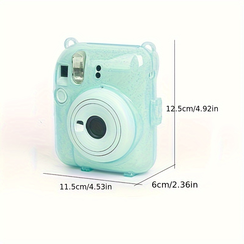 Fujifilm instax mini 12 Transparent Protective Case + Adjustable Wrist Strap (with DIY Cartoon Stickers)