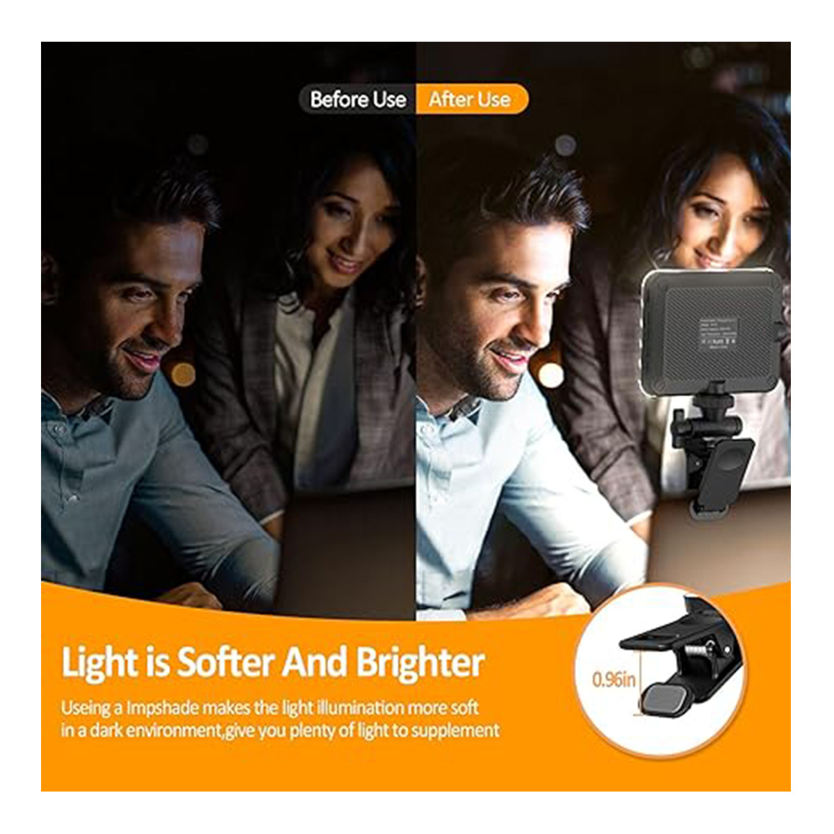Rechargeable Clip-On Selfie Ring Light — 3 Color Temperatures, USB-C Fast Charging, Fits Phones, Laptops & Tablets