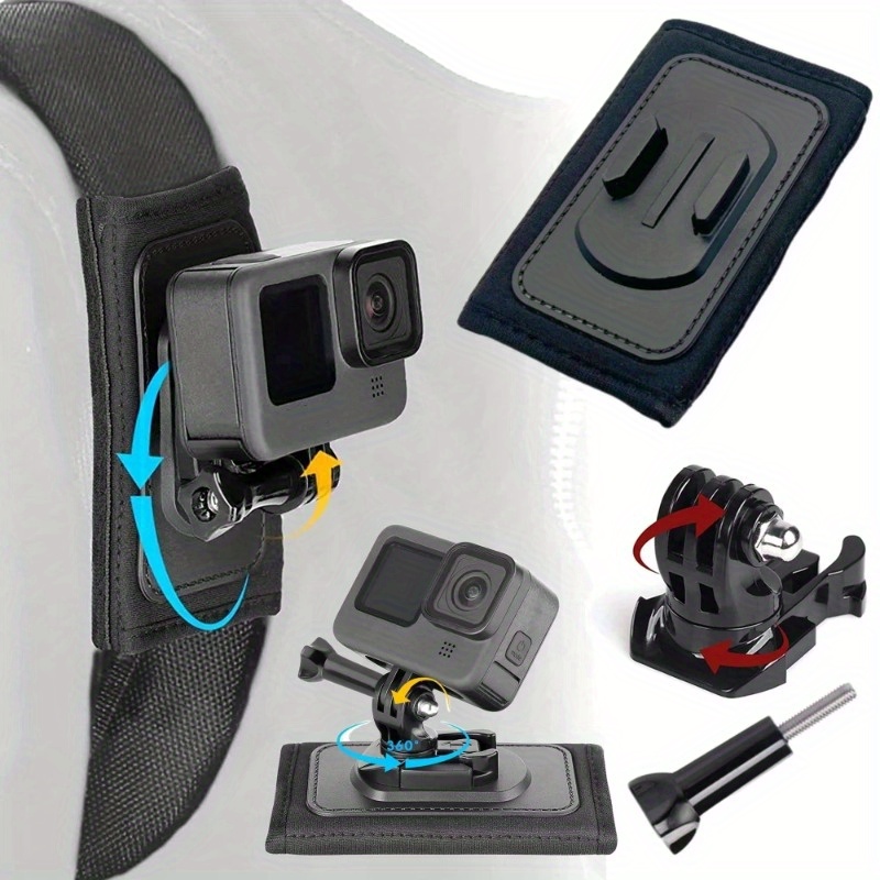 Backpack Shoulder Strap with 360° Rotating Buckle & Quick-Release Mount for GoPro and DJI Action 2