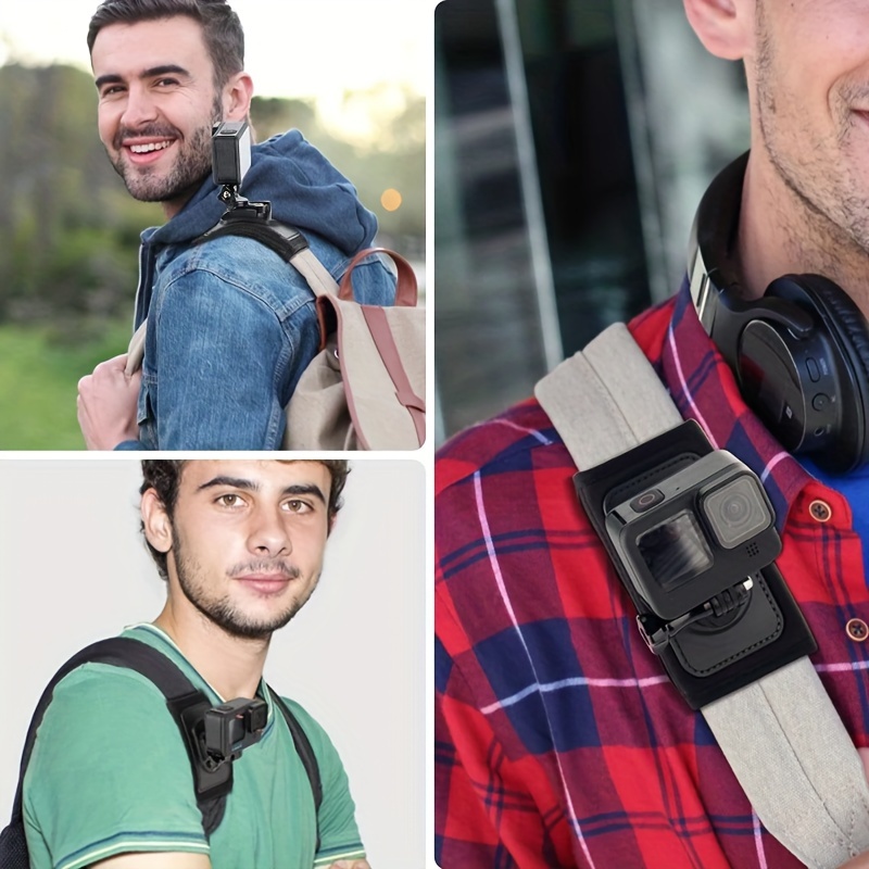 Backpack Shoulder Strap with 360° Rotating Buckle & Quick-Release Mount for GoPro and DJI Action 2