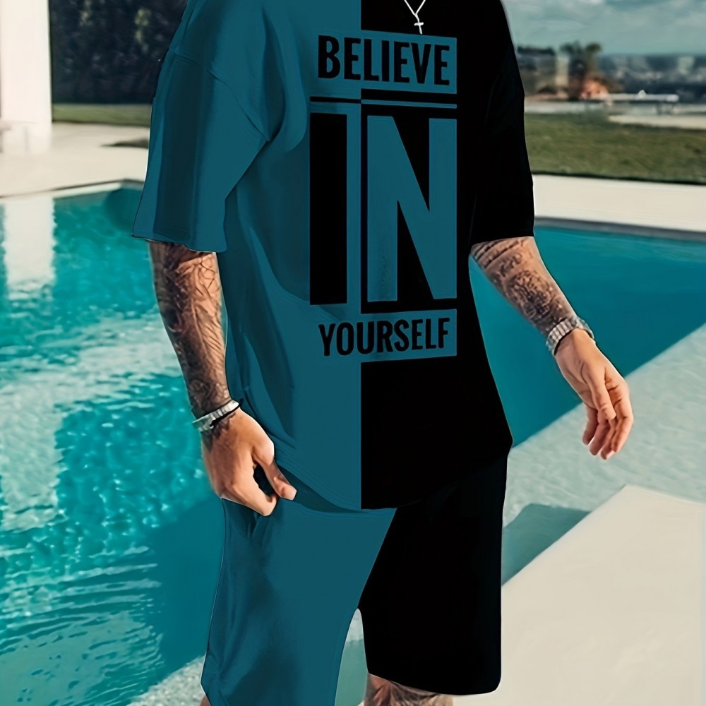 Men's 'Believe In Yourself' 2-Piece T-Shirt & Shorts Set