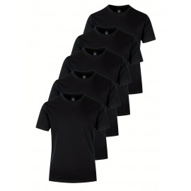 5-Pack Men's 100% Cotton Crew Neck T-Shirts