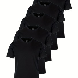 5-Pack Men's 100% Cotton Crew Neck T-Shirts
