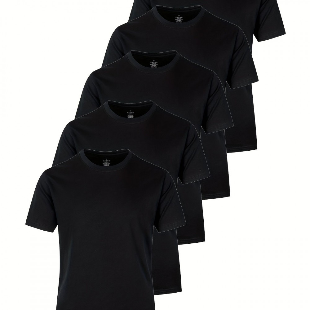 5-Pack Men's 100% Cotton Crew Neck T-Shirts