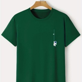 Men's Astronaut Graphic T-Shirt – Polyester-Elastane Stretch Crew Neck