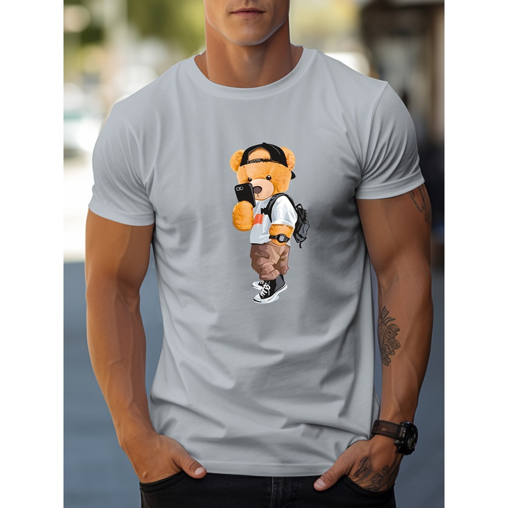Men's Teddy Bear Print Short Sleeve T-Shirt