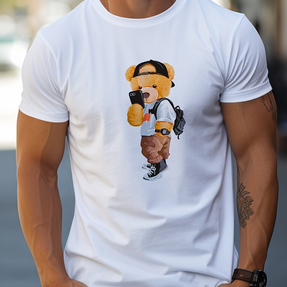Men's Teddy Bear Print Short Sleeve T-Shirt