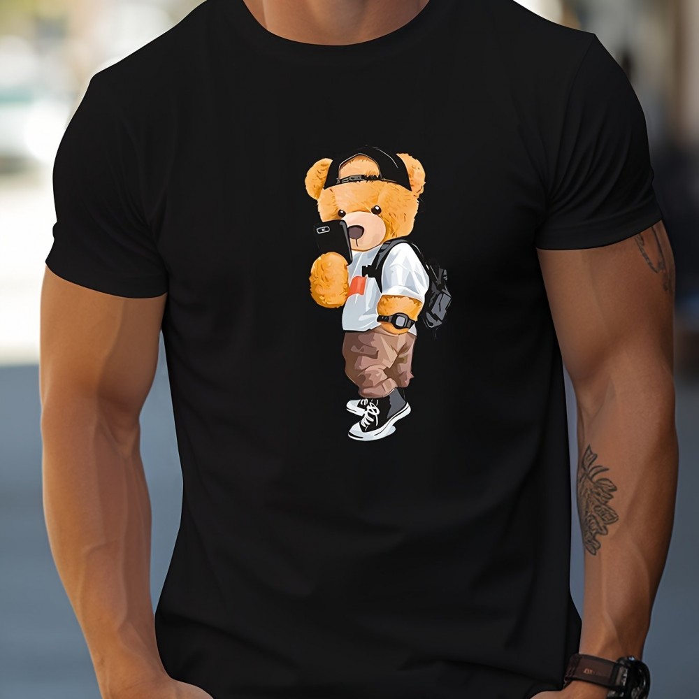 Men's Teddy Bear Print Short Sleeve T-Shirt