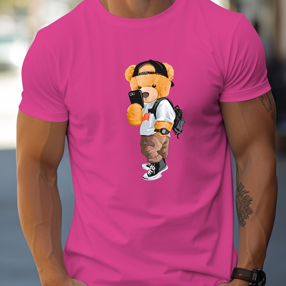 Men's Teddy Bear Print Short Sleeve T-Shirt