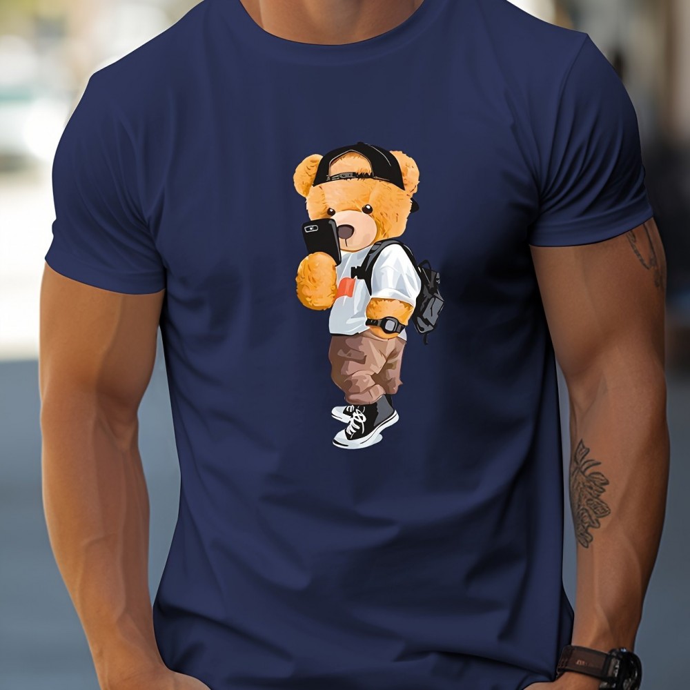 Men's Teddy Bear Print Short Sleeve T-Shirt