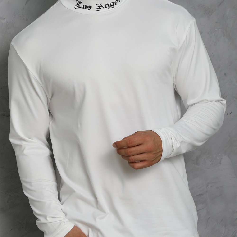 LA Print Slim-Fit Turtleneck T-Shirt – Polyester, Men's
