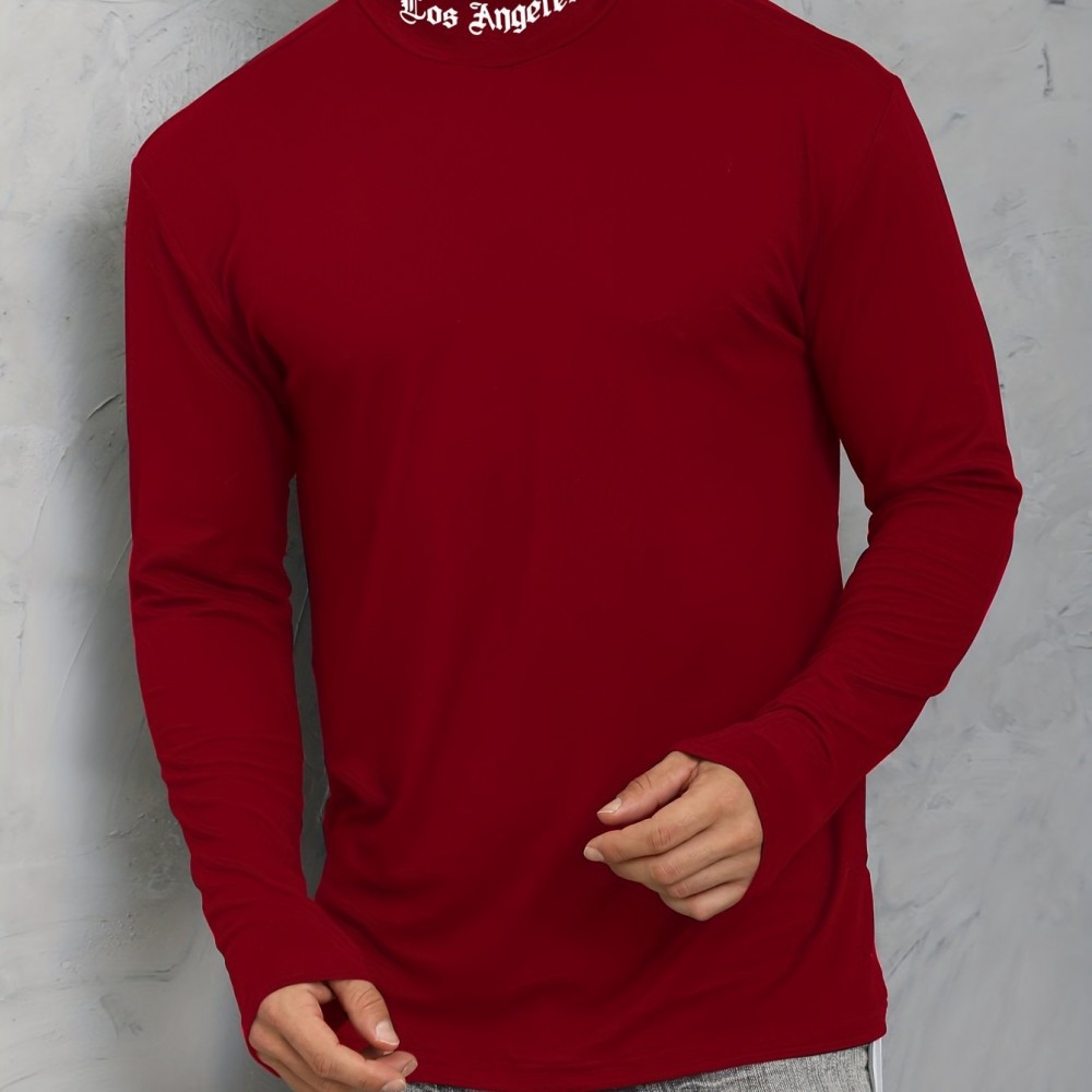 LA Print Slim-Fit Turtleneck T-Shirt – Polyester, Men's