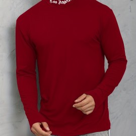 LA Print Slim-Fit Turtleneck T-Shirt – Polyester, Men's