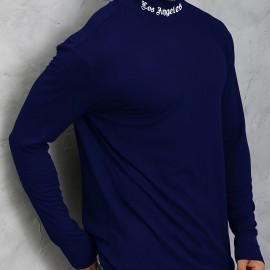 LA Print Slim-Fit Turtleneck T-Shirt – Polyester, Men's