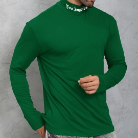 LA Print Slim-Fit Turtleneck T-Shirt – Polyester, Men's