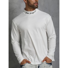 LA Print Slim-Fit Turtleneck T-Shirt – Polyester, Men's